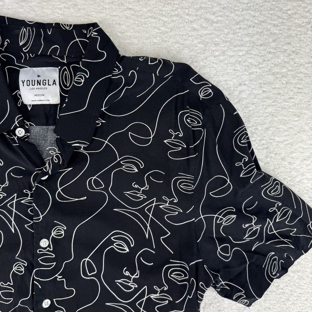Youngla Face Silhouette Pattern Button Up Shirt M… - image 2